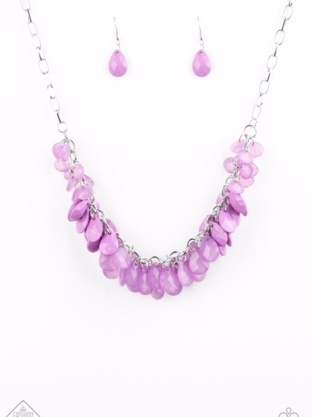 Purple teardrop cluster bead necklace - Colorfully Clustered Purple